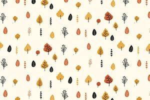 nahtlos Herbst Muster schwarz Blätter und Bäume auf Weiß Hintergrund vektor