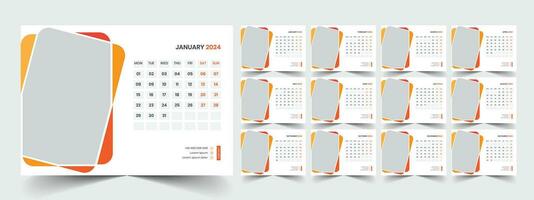 Schreibtisch Kalender 2024 Vorlage Design, Büro Kalender 2024 vektor