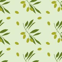 oliver mönster med hand dragen oliv gren och bär. vektor