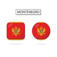 Flagge von Montenegro 2 Formen Symbol 3d Karikatur Stil. vektor