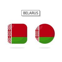 Flagge von Weißrussland 2 Formen Symbol 3d Karikatur Stil. vektor
