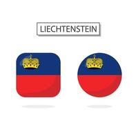 Flagge von Liechtenstein 2 Formen Symbol 3d Karikatur Stil. vektor