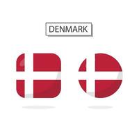 Flagge von Dänemark 2 Formen Symbol 3d Karikatur Stil. vektor
