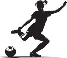 Frau Fußball Spieler Vektor Silhouette, Frau Fußball Pose Vektor