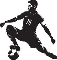 fotboll spelare utgör vektor silhuett illustration svart Färg, fotboll spelare vektor silhuett