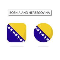 Flagge von Bosnien und Herzegowina 2 Formen Symbol 3d Karikatur Stil. vektor