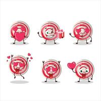 spiral vit godis tecknad serie karaktär med kärlek söt uttryckssymbol vektor