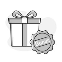 Bonus Geschenk Symbol. ein Geschenk Symbol mit ein Bonus Abzeichen zu vertreten ein Besondere Geschenk oder Belohnung Das ist gegeben im Zusatz zu etwas anders. vektor