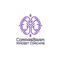 einfach Logo von Gehirn und Kompass vektor