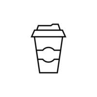 kaffe i disponibel kopp vektor linje symbol. lämplig för böcker, butiker, butiker. redigerbar stroke i minimalistisk översikt stil. symbol för design