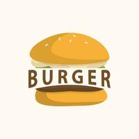 Burger Logo, Vektor brot, Fleisch und Gemüse schnell Essen Illustration Design