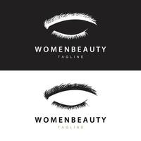 Wimper Logo, Damen Auge Schönheit Salon einfach Design mit Linie Modell, Vektor Schablone Symbol