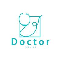 Stethoskop Logo, Gesundheit Arzt Design einfach Linie Vektor Symbol Illustration