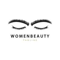 Wimper Logo, Damen Auge Schönheit Salon einfach Design mit Linie Modell, Vektor Schablone Symbol