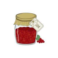 Vektor Illustration von Dosen- Früchte, Beeren im Glas Gläser. zum branding das Landwirte Markt.