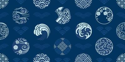 Japan nahtlose Muster Tradition Vintage für Textilien und Hintergrund. vektor