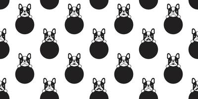 hund sömlös mönster vektor franska bulldogg polka punkt scarf isolerat tecknad serie upprepa tapet bricka bakgrund illustration klotter design