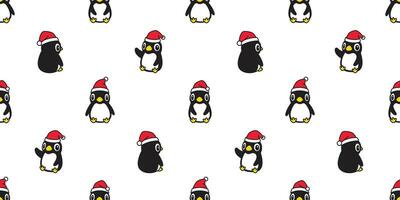 Pinguin nahtlos Muster Weihnachten Vektor Santa claus Hut Schal isoliert wiederholen Hintergrund Fliese Hintergrund Karikatur Charakter Illustration Design