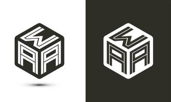 waa Brief Logo Design mit Illustrator Würfel Logo, Vektor Logo modern Alphabet Schriftart Überlappung Stil.