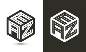 eaz brev logotyp design med illustratör kub logotyp, vektor logotyp modern alfabet font överlappning stil.