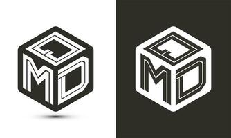 qmd brev logotyp design med illustratör kub logotyp, vektor logotyp modern alfabet font överlappning stil.