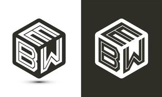 ebw brev logotyp design med illustratör kub logotyp, vektor logotyp modern alfabet font överlappning stil.