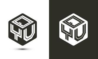 qyu Brief Logo Design mit Illustrator Würfel Logo, Vektor Logo modern Alphabet Schriftart Überlappung Stil.