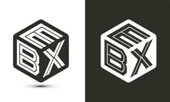 ebx Brief Logo Design mit Illustrator Würfel Logo, Vektor Logo modern Alphabet Schriftart Überlappung Stil.