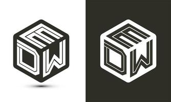 edw brev logotyp design med illustratör kub logotyp, vektor logotyp modern alfabet font överlappning stil.