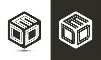 edd brev logotyp design med illustratör kub logotyp, vektor logotyp modern alfabet font överlappning stil.