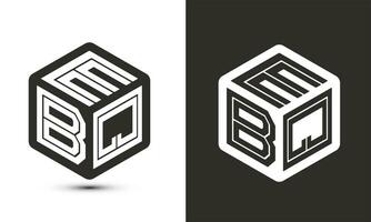 ebq Brief Logo Design mit Illustrator Würfel Logo, Vektor Logo modern Alphabet Schriftart Überlappung Stil.