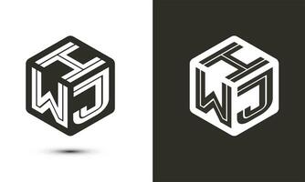 h w j brev logotyp design med illustratör kub logotyp, vektor logotyp modern alfabet font överlappning stil. premie företag logotyp ikon. vit Färg på svart bakgrund