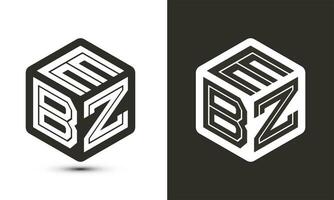 ebz brev logotyp design med illustratör kub logotyp, vektor logotyp modern alfabet font överlappning stil.