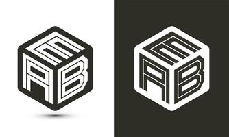 eab brev logotyp design med illustratör kub logotyp, vektor logotyp modern alfabet font överlappning stil.