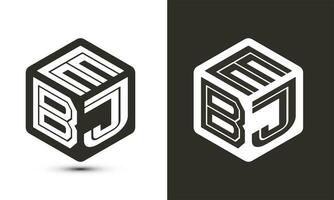 ebj brev logotyp design med illustratör kub logotyp, vektor logotyp modern alfabet font överlappning stil.