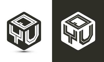 qyu brev logotyp design med illustratör kub logotyp, vektor logotyp modern alfabet font överlappning stil.