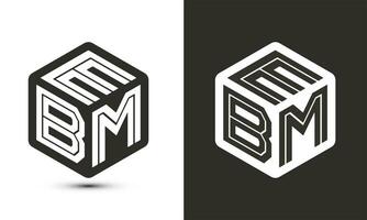 ebm brev logotyp design med illustratör kub logotyp, vektor logotyp modern alfabet font överlappning stil.