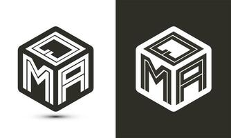 qma brev logotyp design med illustratör kub logotyp, vektor logotyp modern alfabet font överlappning stil.