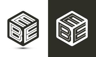 ebe Brief Logo Design mit Illustrator Würfel Logo, Vektor Logo modern Alphabet Schriftart Überlappung Stil.