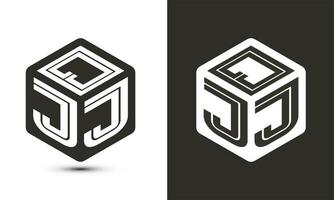 qjj Brief Logo Design mit Illustrator Würfel Logo, Vektor Logo modern Alphabet Schriftart Überlappung Stil.