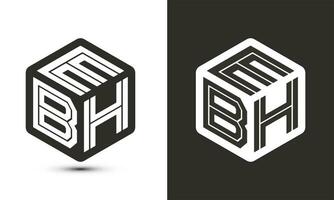 ebh Brief Logo Design mit Illustrator Würfel Logo, Vektor Logo modern Alphabet Schriftart Überlappung Stil.