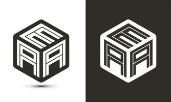 eaa brev logotyp design med illustratör kub logotyp, vektor logotyp modern alfabet font överlappning stil.