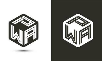 p w ein Brief Logo Design mit Illustrator Würfel Logo, Vektor Logo modern Alphabet Schriftart Überlappung Stil. Prämie Geschäft Logo Symbol. Weiß Farbe auf schwarz Hintergrund