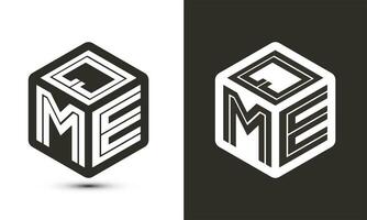 qme brev logotyp design med illustratör kub logotyp, vektor logotyp modern alfabet font överlappning stil.
