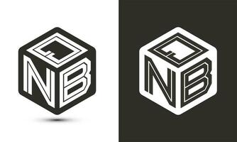 qnb brev logotyp design med illustratör kub logotyp, vektor logotyp modern alfabet font överlappning stil.