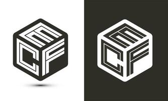 ecf Brief Logo Design mit Illustrator Würfel Logo, Vektor Logo modern Alphabet Schriftart Überlappung Stil.