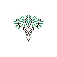 rådjur logotyp och träd med löv vektor