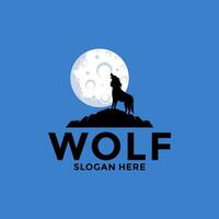 Wolf Nacht Logo Vektor, Wolf Mond Logo Design Vorlage vektor