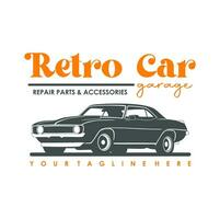 Jahrgang oder retro oder klassisch Auto Logo Design Vektor Illustration. retro Emblem von Auto Reparatur Wiederherstellung und Verein Design Element.