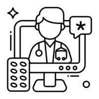 ett ikon design av uppkopplad läkare vektor